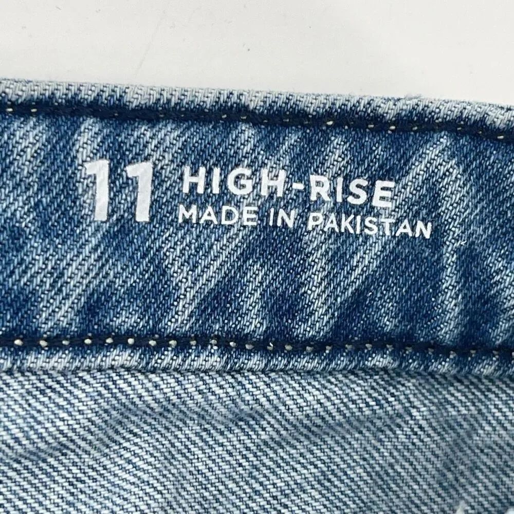 Arizona Jean Co High Rise Distressed Denim Shorts Juniors 11 Blue Cutoff - Picture 11 of 14